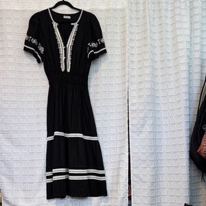 4 Our  Dreamers linen blend Dress with White Embroidery